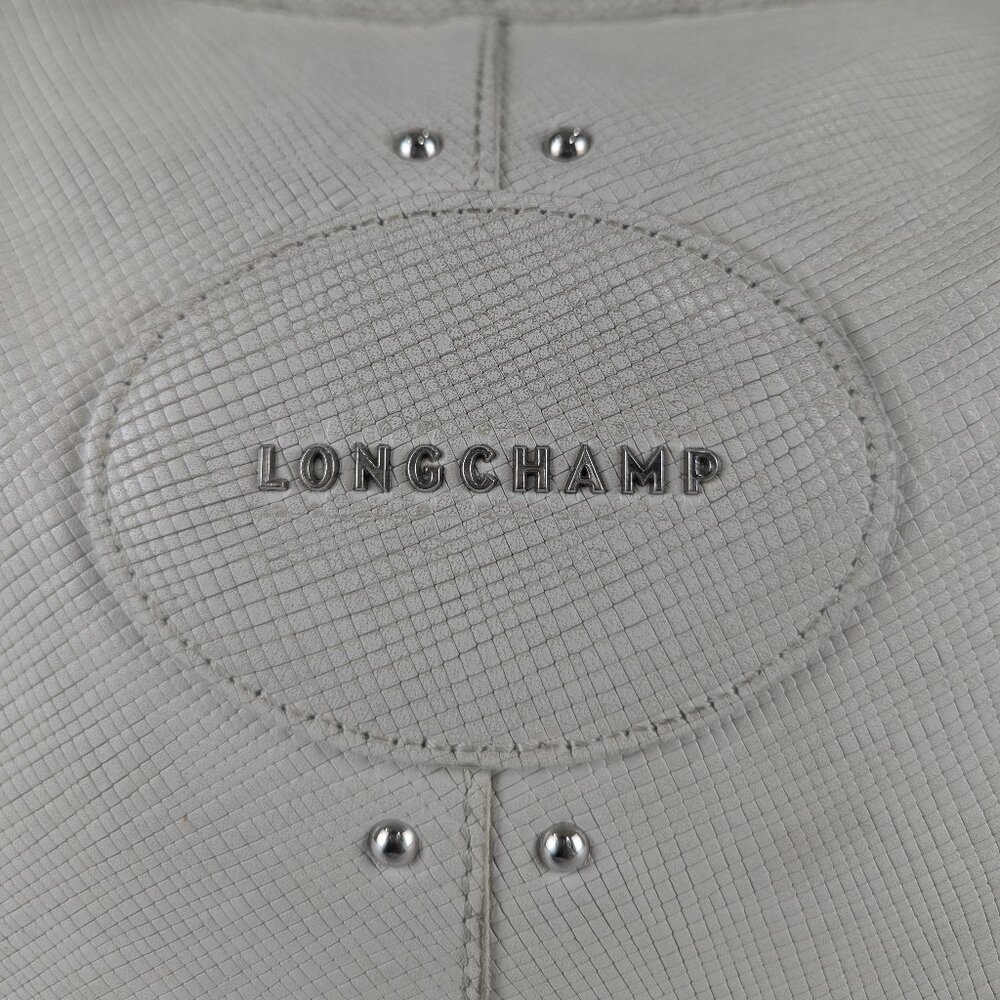 Longchamp Le Pliage Quadri White Hobo Shoulder/Crossbody Bag Ship Fast AUTHENTIC - Picture 2 of 14